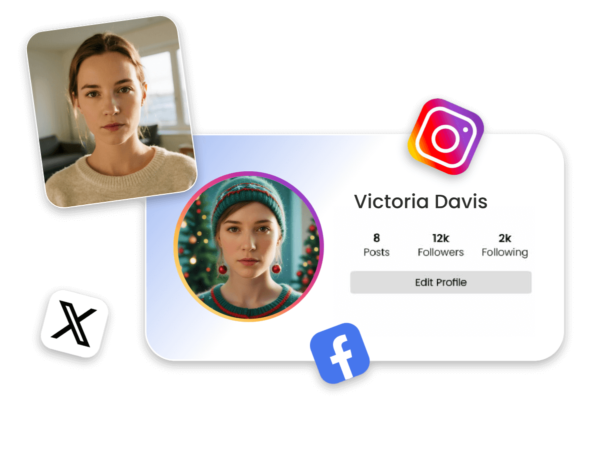 Christmas effect comparison for social media profile