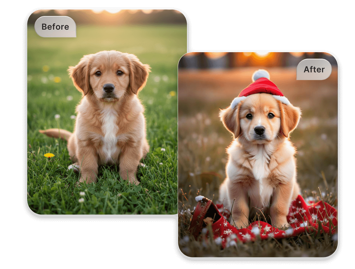 Christmas filter effect comparison for a dog