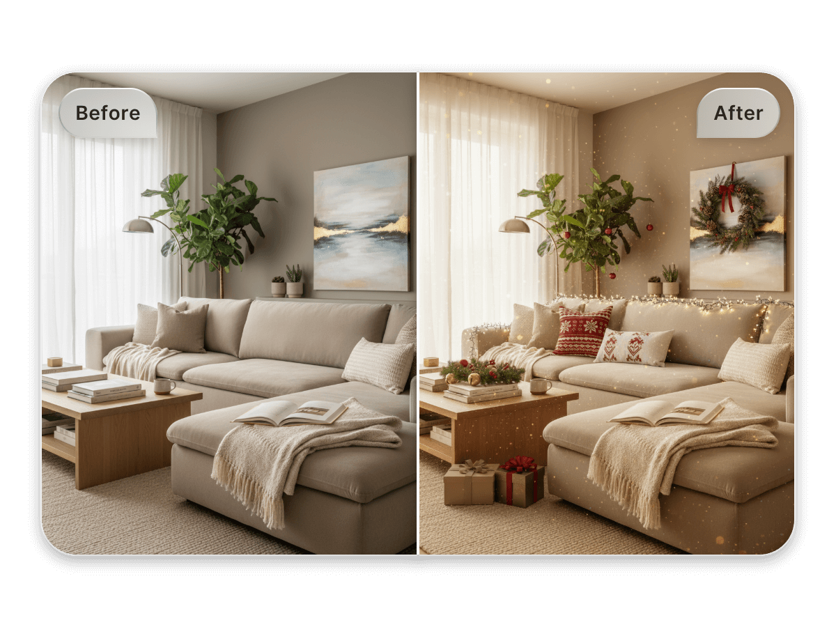 Christmas filter effect comparison for house decor