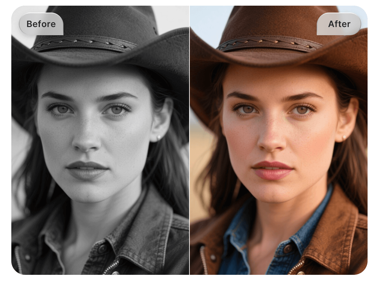 Color old photo with real skin tone