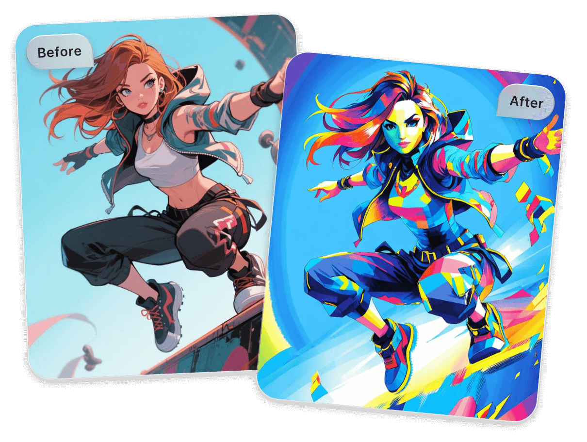 Convert a photo of an anime girl to a pop art painting