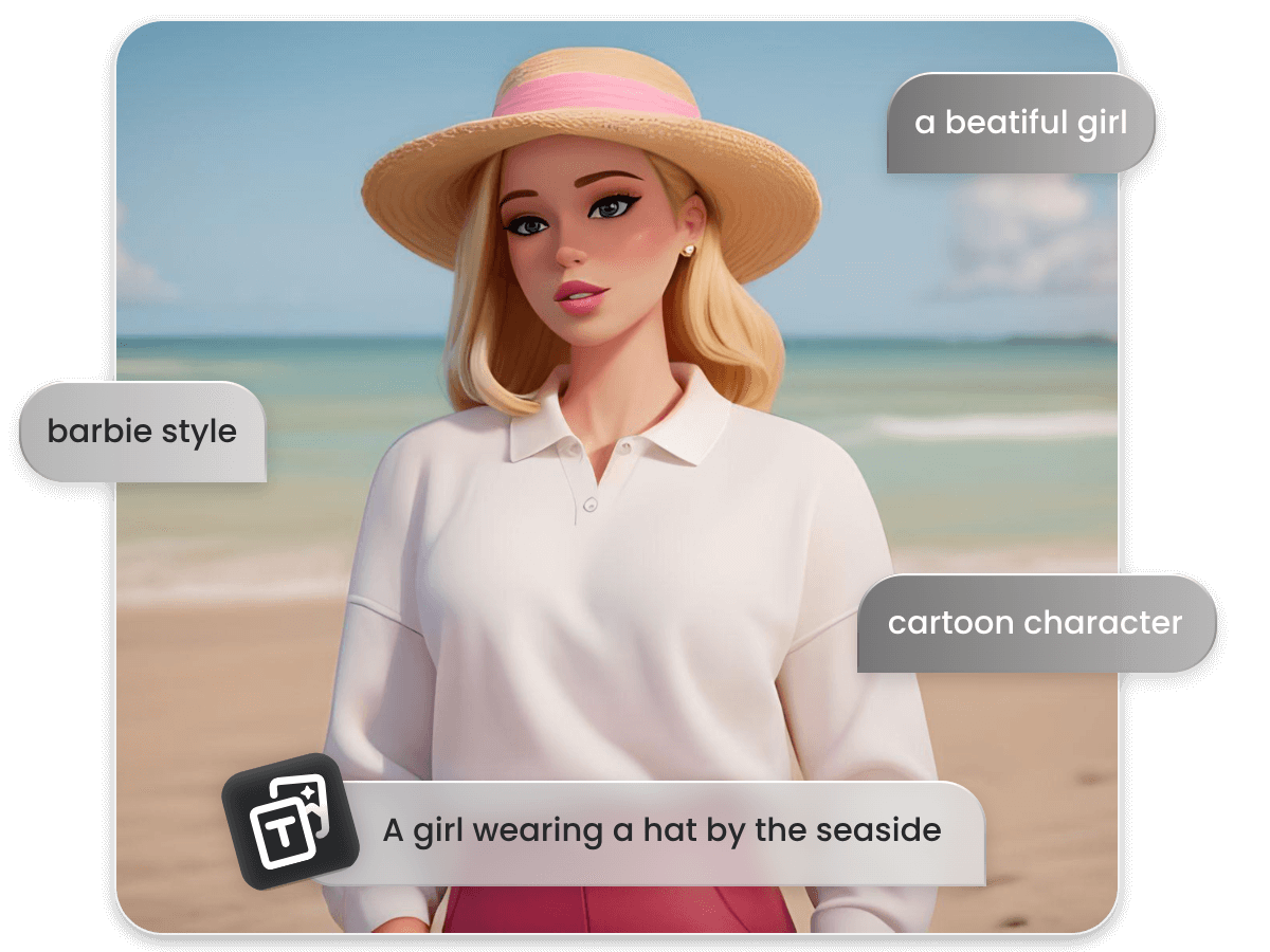 Create a barbie style lady from text and customize the result through detailed descriptions