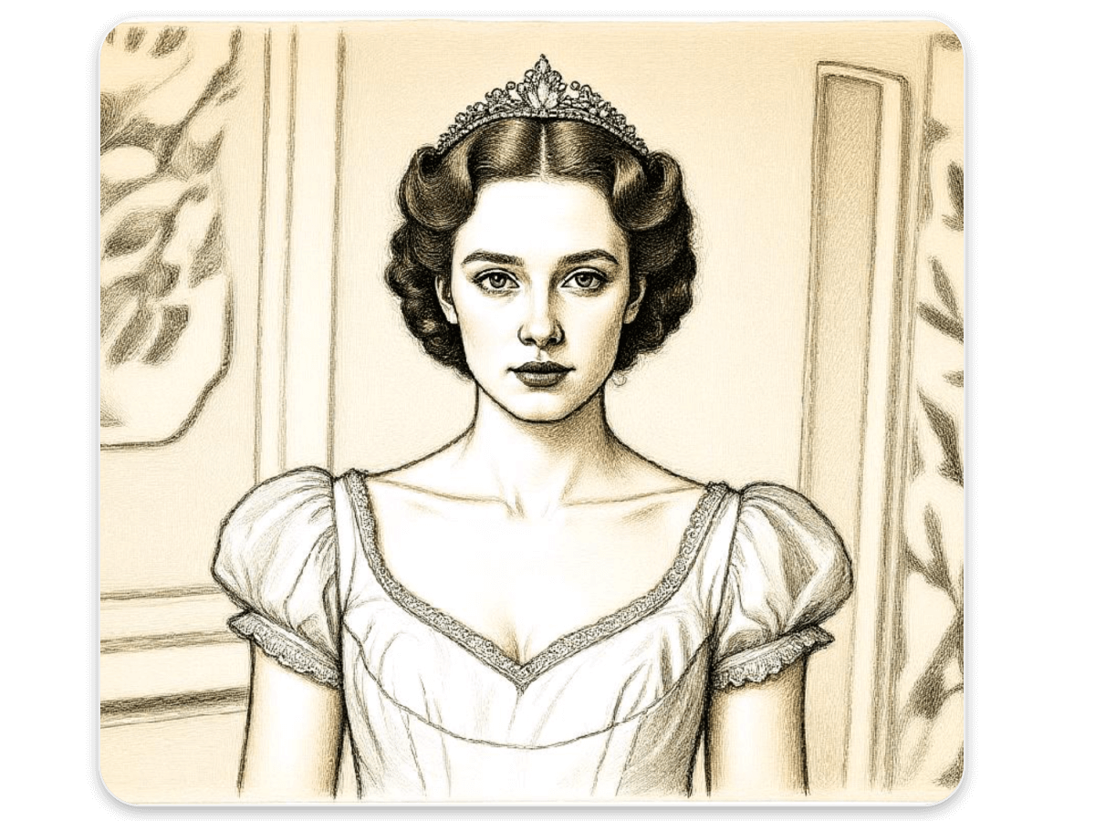 Create a gracele sketch cartoon lady from text