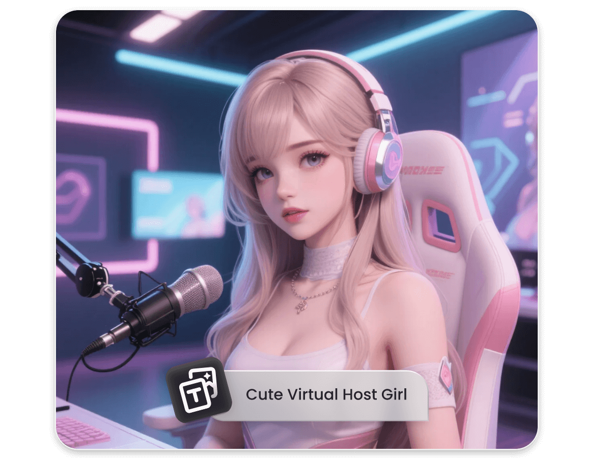 Create an ai girl with pink hair and use it as a digital influencer