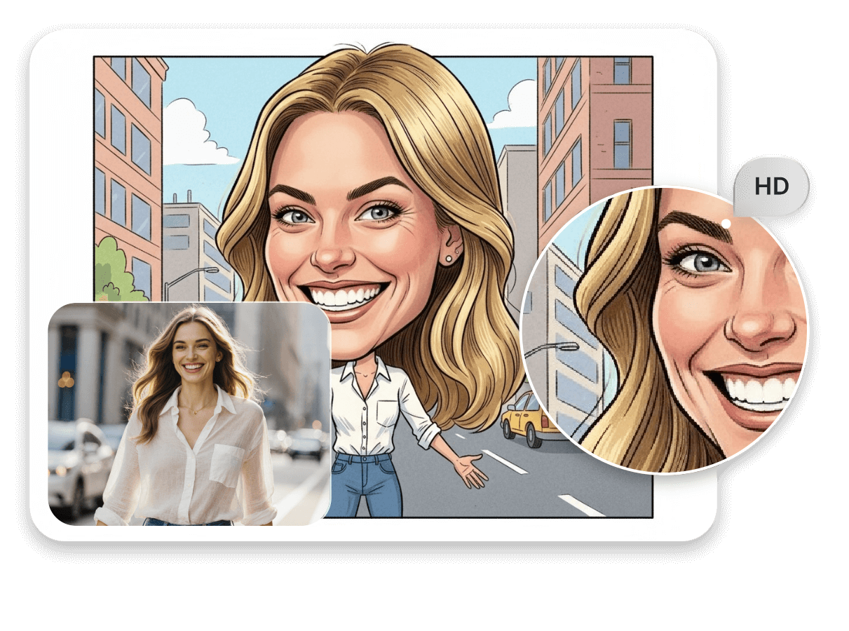 Create watermark free caricature from photo