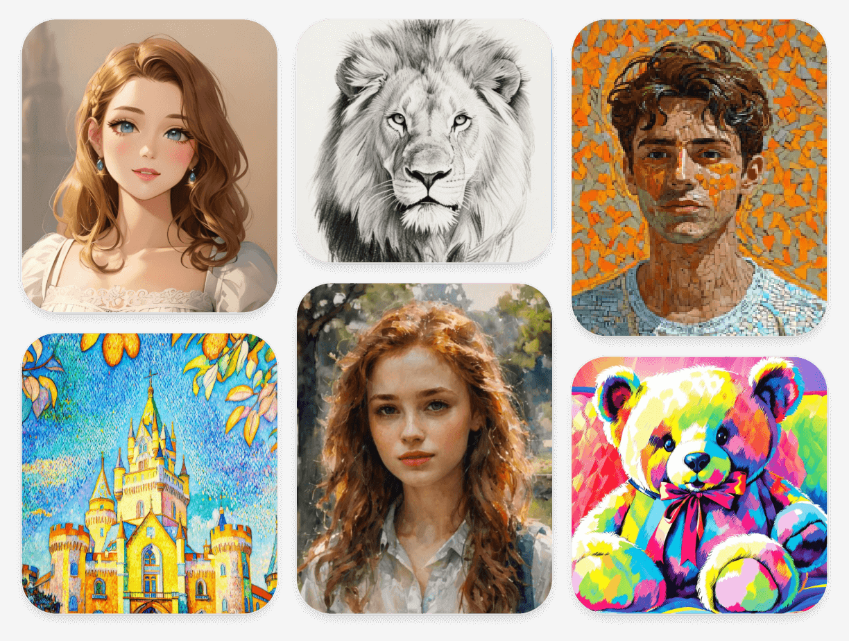 Display images in multiple painting styles and genres in facewow