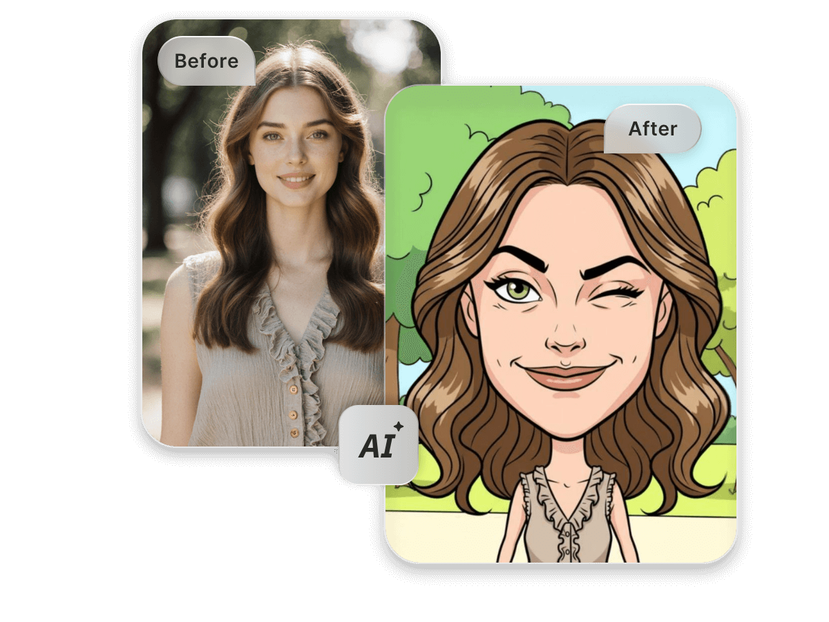 Effortless one click photo to caricature generation