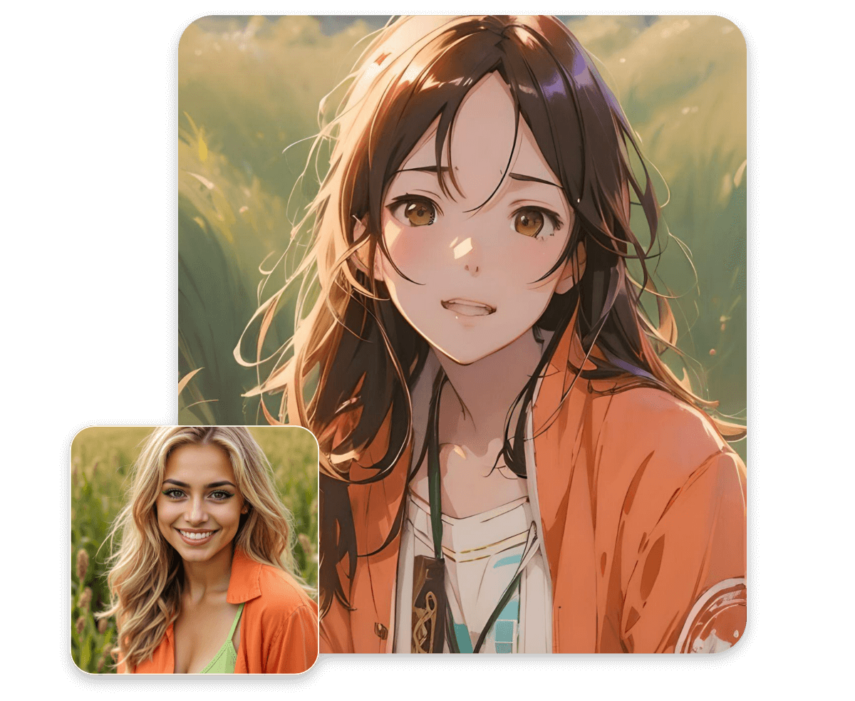 Facewow ai image generator from photo to create a anime girl picture