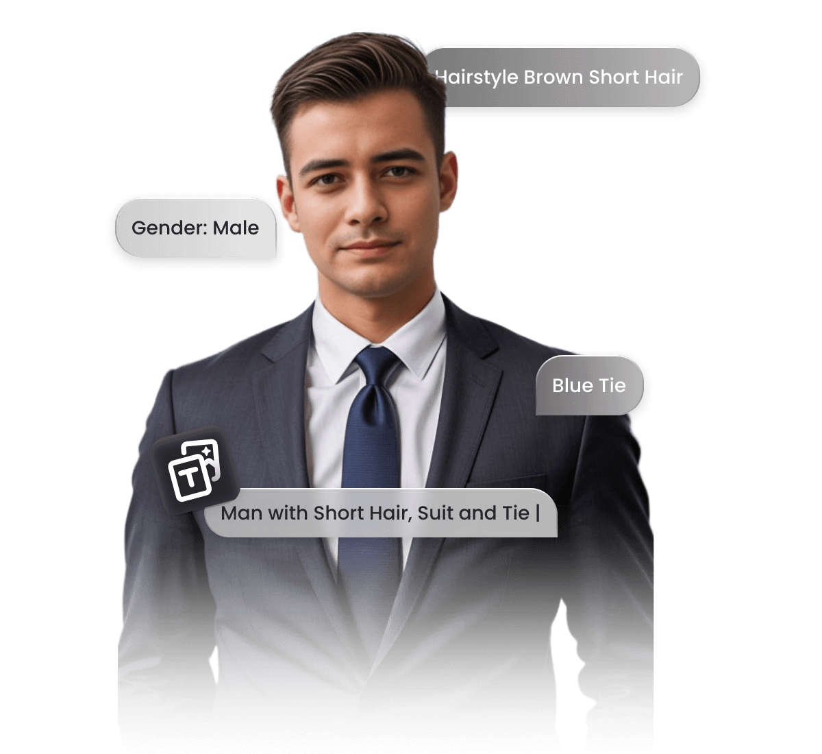 Facewow ai image generator from text to create a man in suit