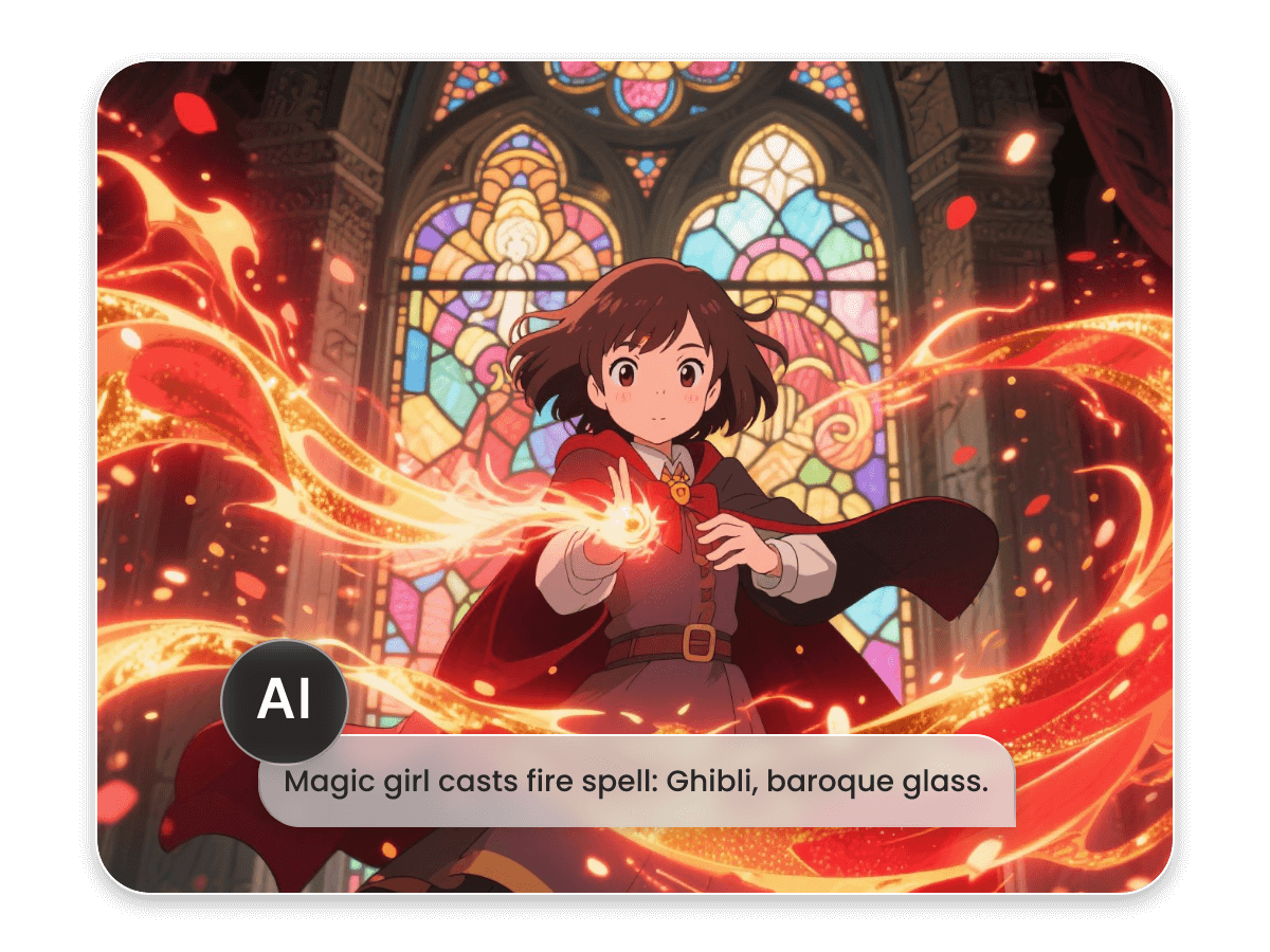 Generate an image of a female mage using text