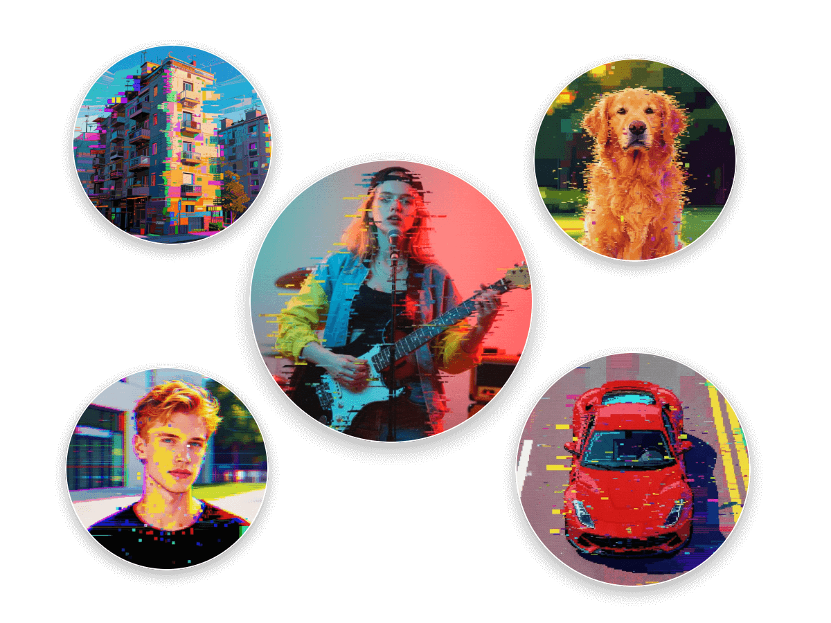 Glitch effect generator works with any image type