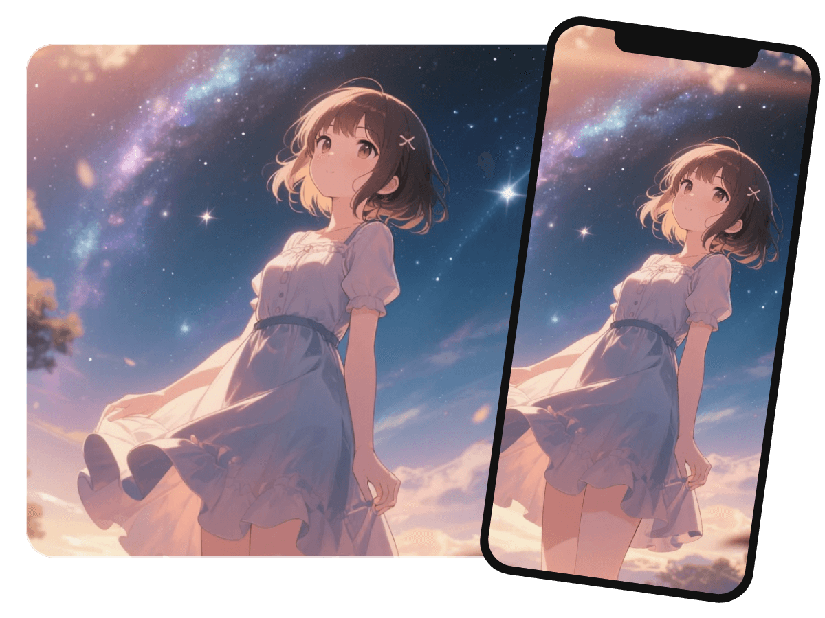 Make anime girl wallpaper for desktop and mobile phone in facewow