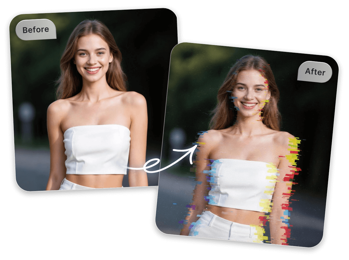 One click to add glitch effect to your image