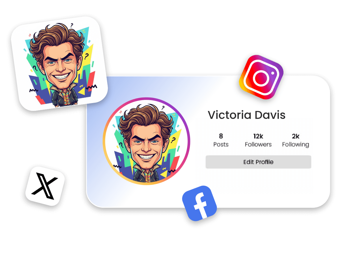 Personalized caricatures from profile pictures