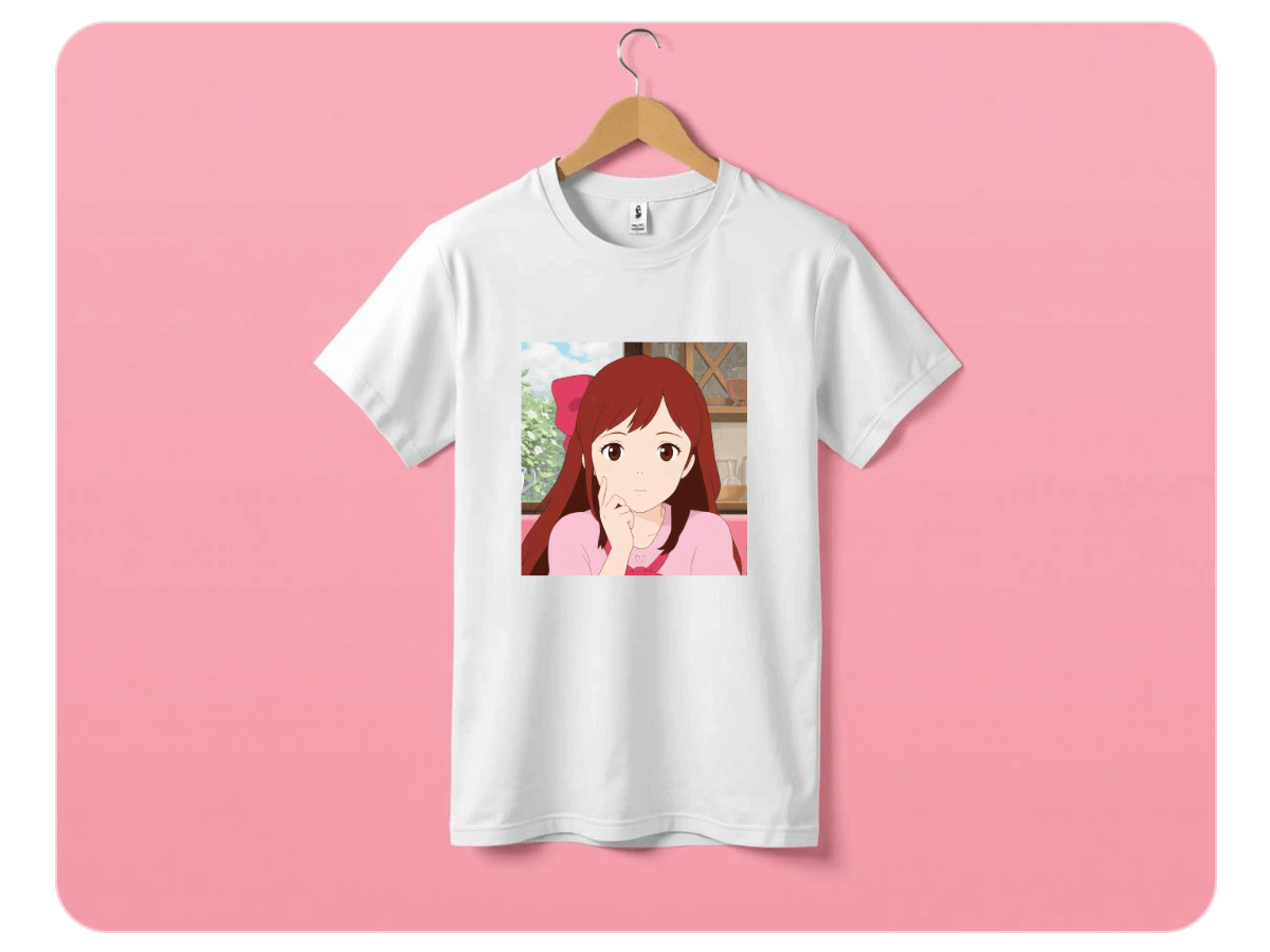 Print your ai cartoon on a white t shirt