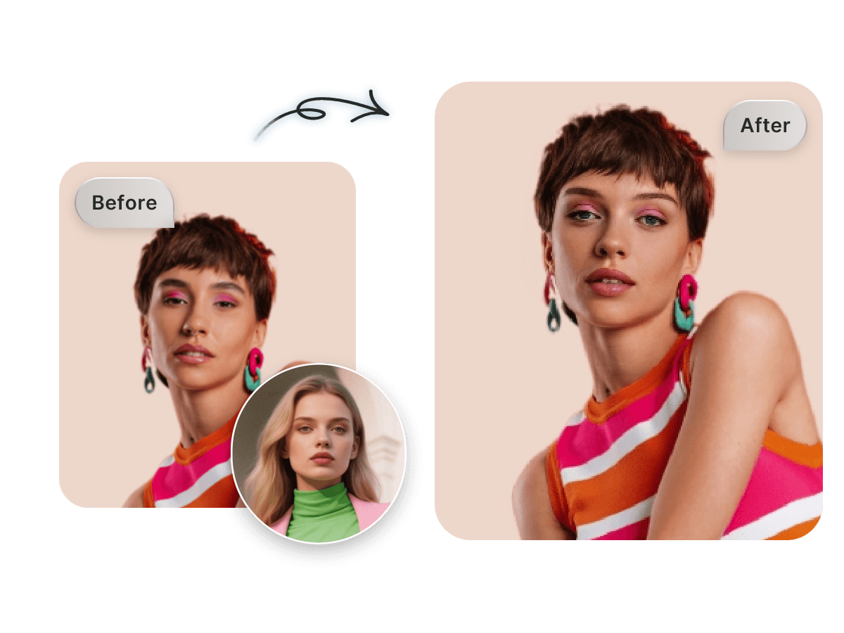 Swap the face of a pretty female with another female in a photo in facewow