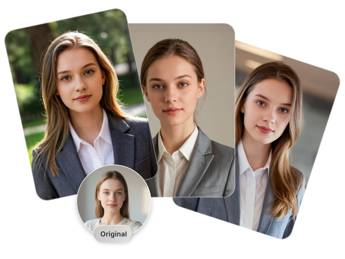 Switch to clean professional backgrounds and hairstyles