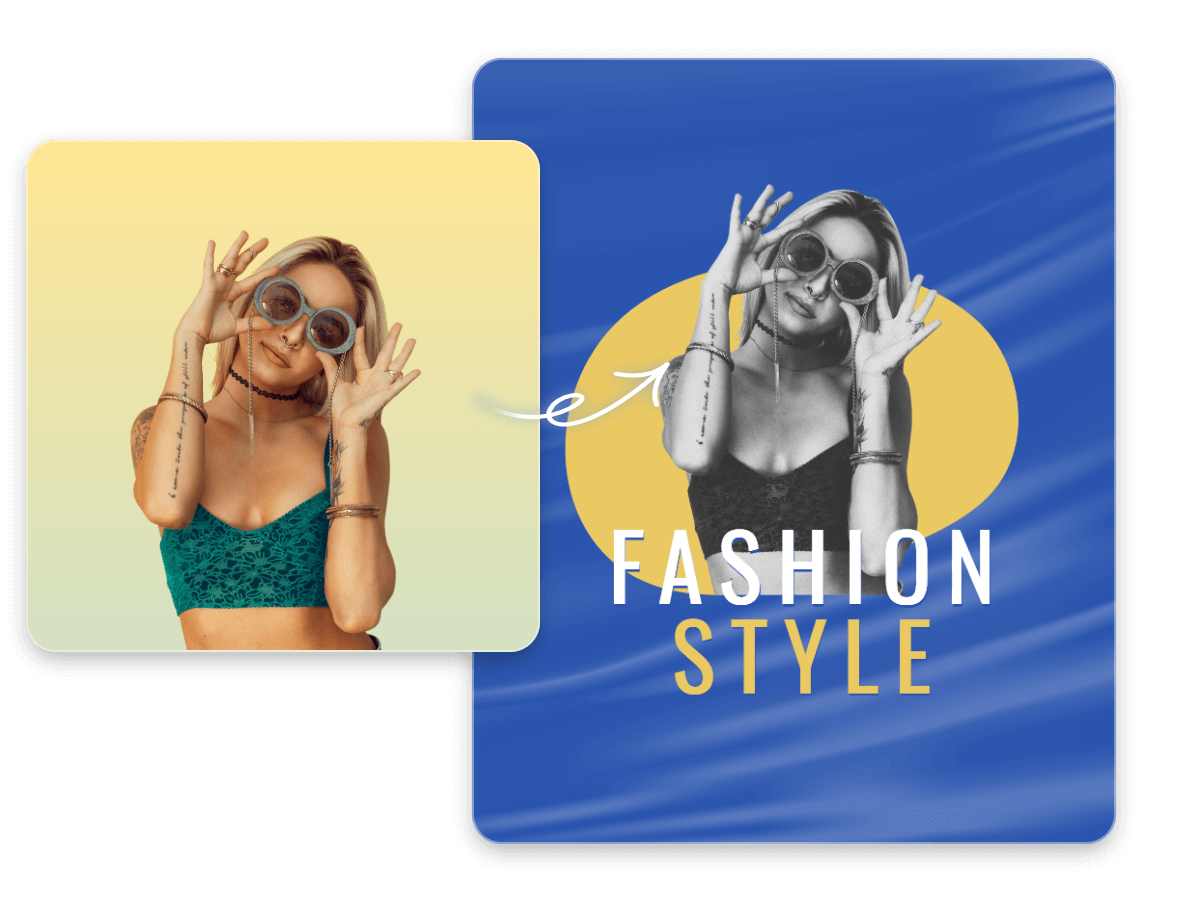 Turn a colorful pic of a lady with sunglasses and add it to a poster design