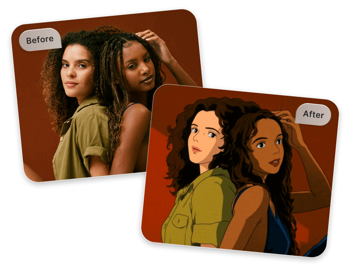 Turn a group photo of best friends into anime art