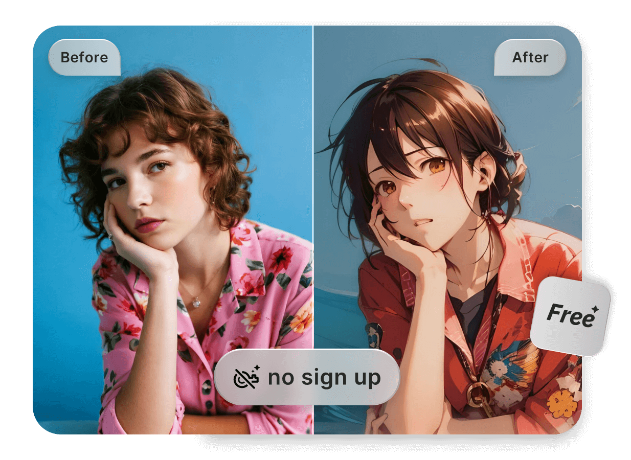 Turn a photo of a curly hair girl into manga art for free