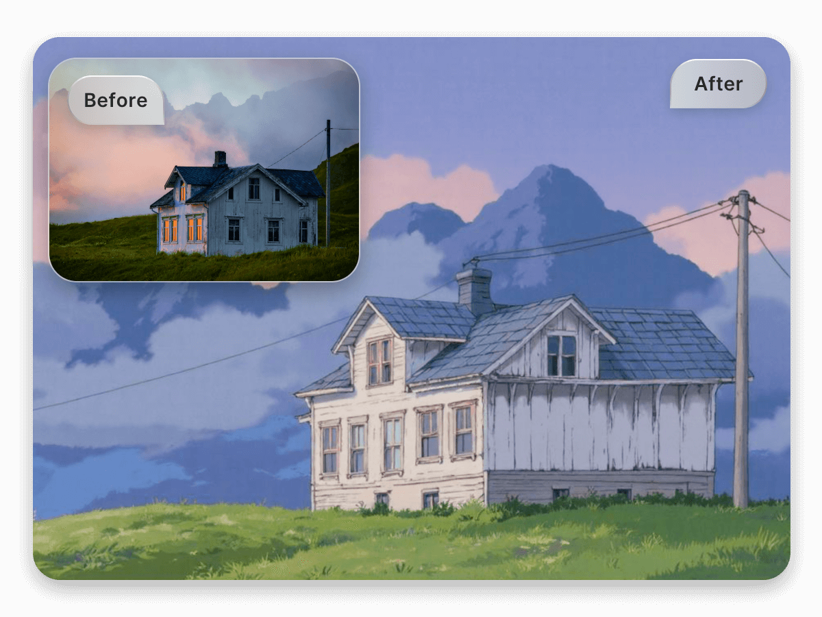 Turn a photo of a housing view into ghibli art