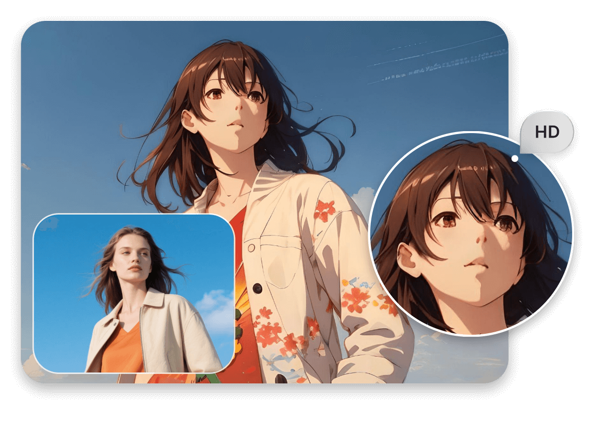 Turn a photo of a lady into a cartoon character in high quality