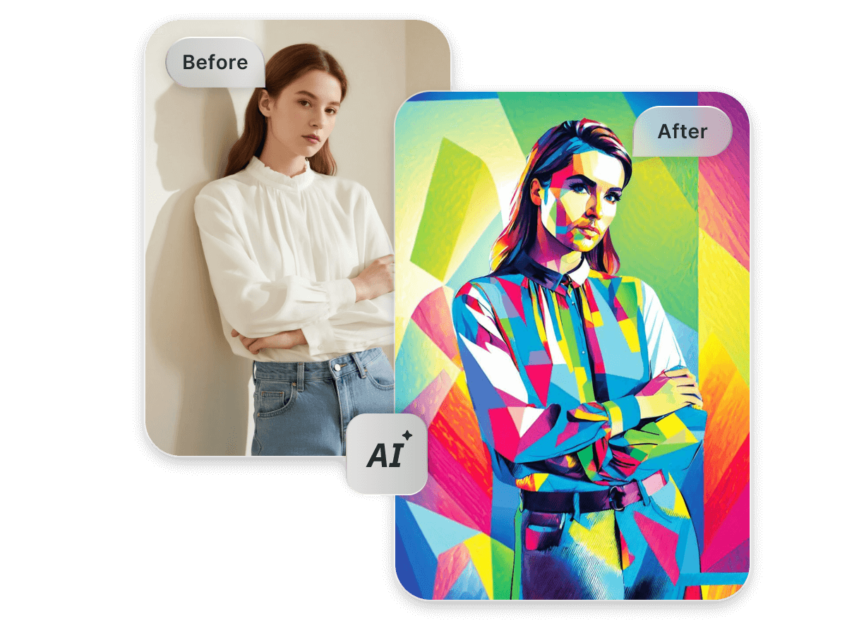 Turn a photo of a lady into pop art painting