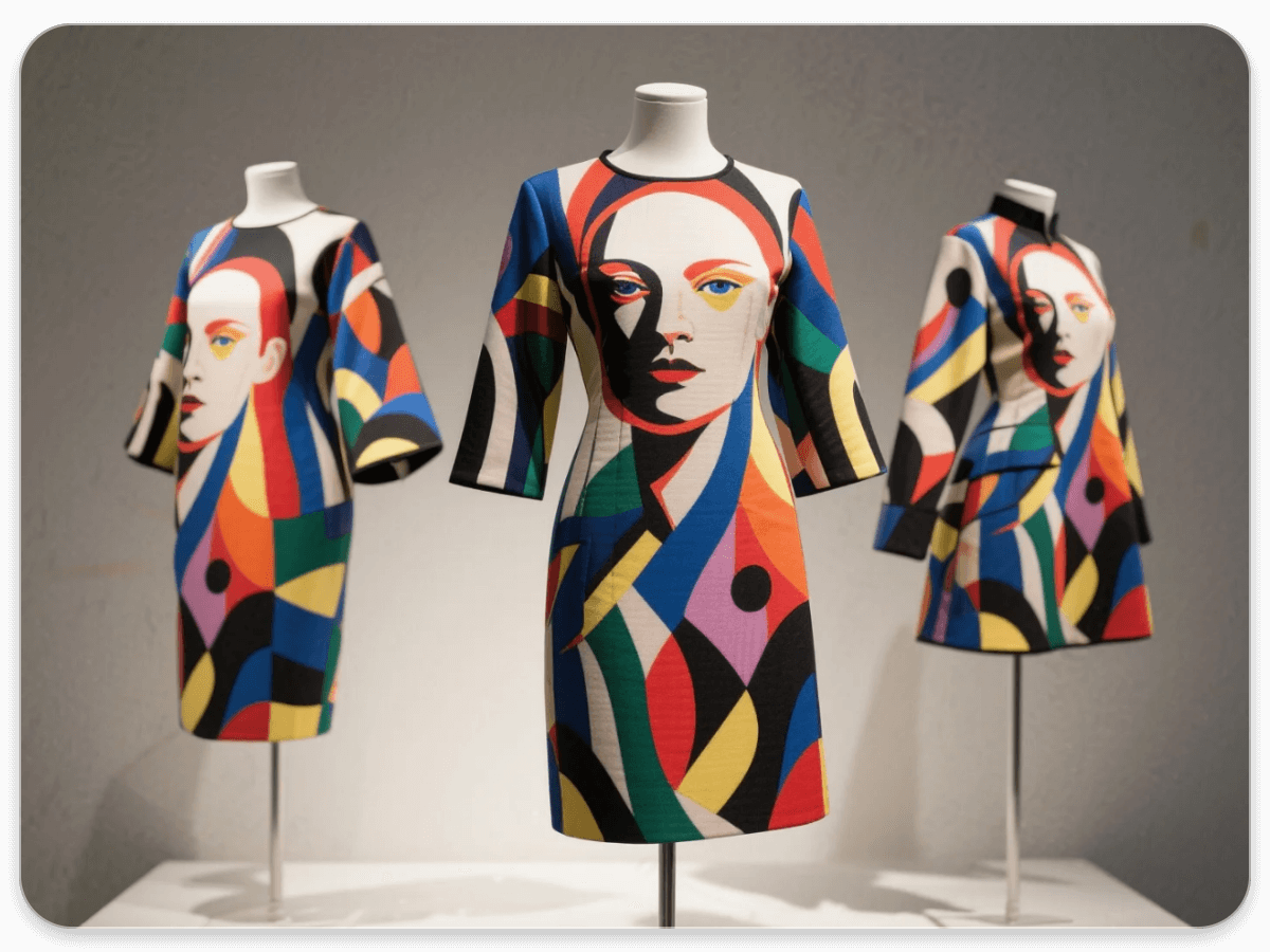 Use artistic images as design elements for a clothing brand