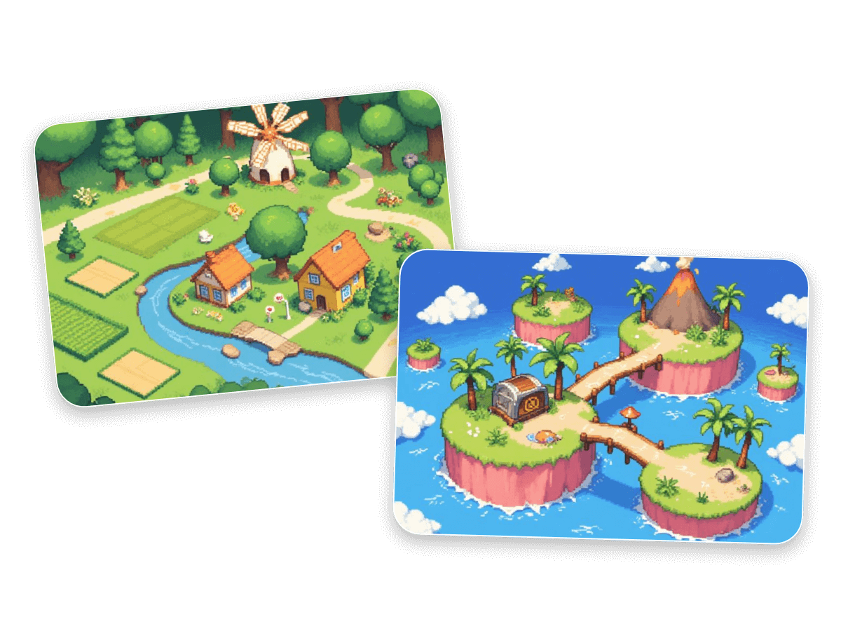 Use facewow ai pixel art generator to make pixel game maps