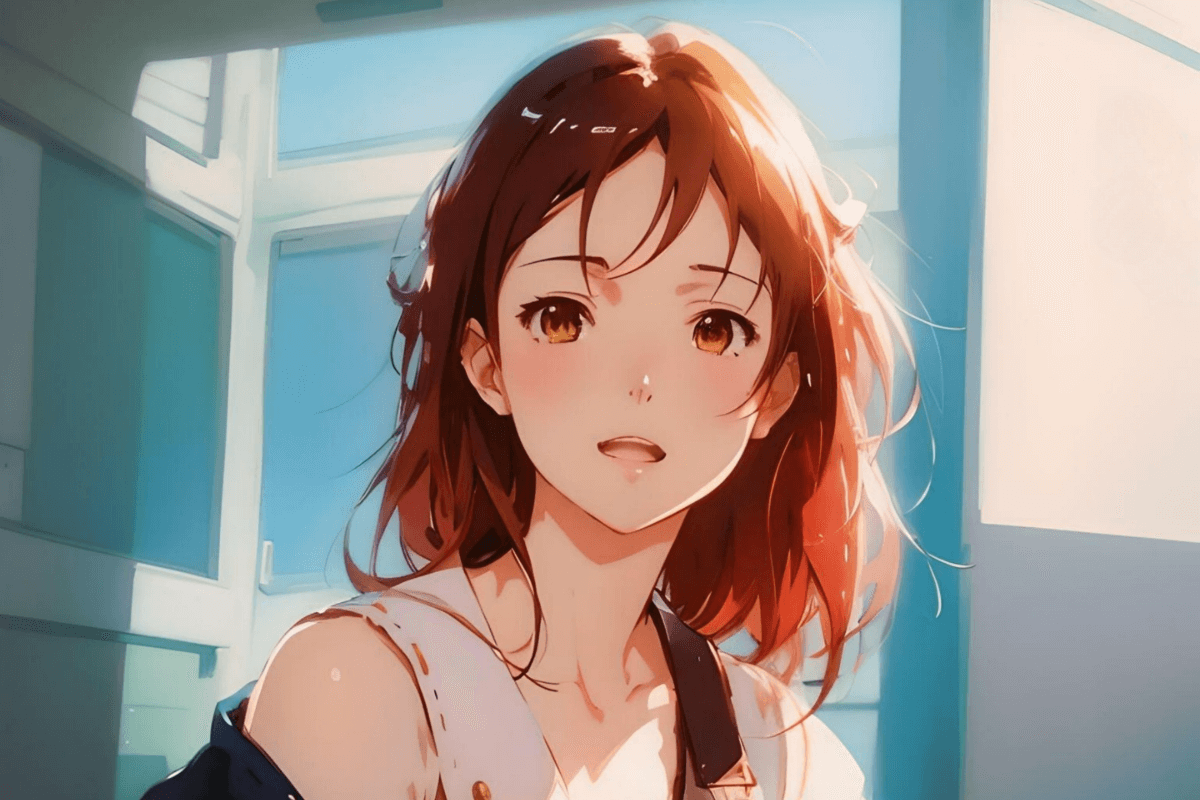 A photo of a beautiful woman transformed into anime style