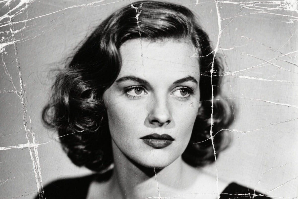 Black and white female portrait with scratches