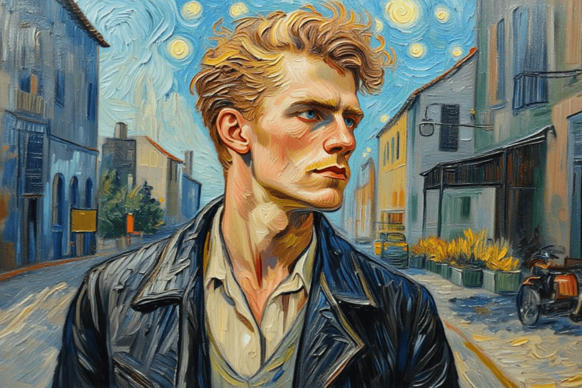 Convert a photo of a handsome man with short hair into art in facewow
