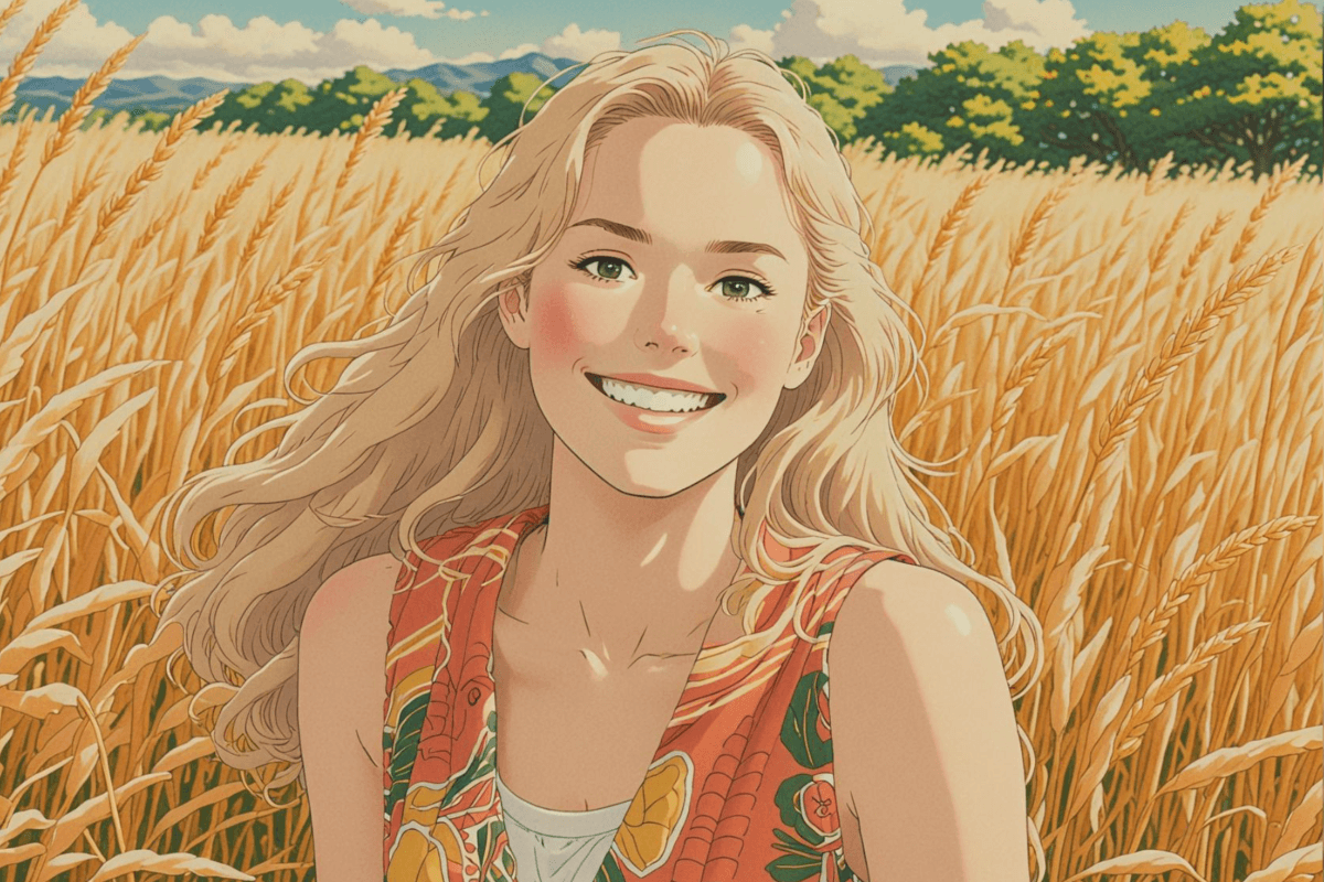 Manga version of a smiling girl photo