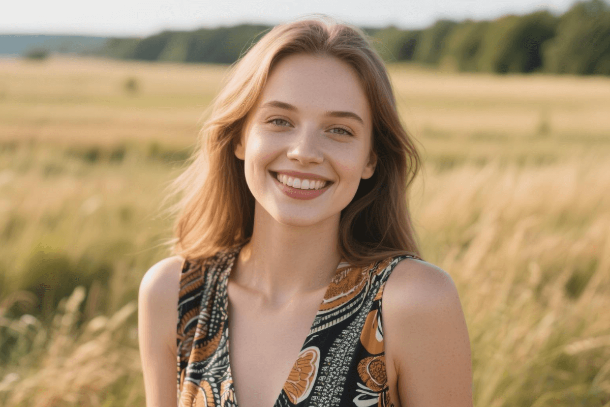 Original photo of a smiling girl